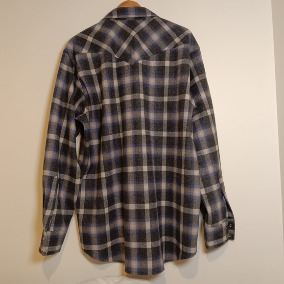 Pendleton Tall XL Canyon Shirt Mens Medium Gray Plaid Pearl Snap - Picture 6 of 10